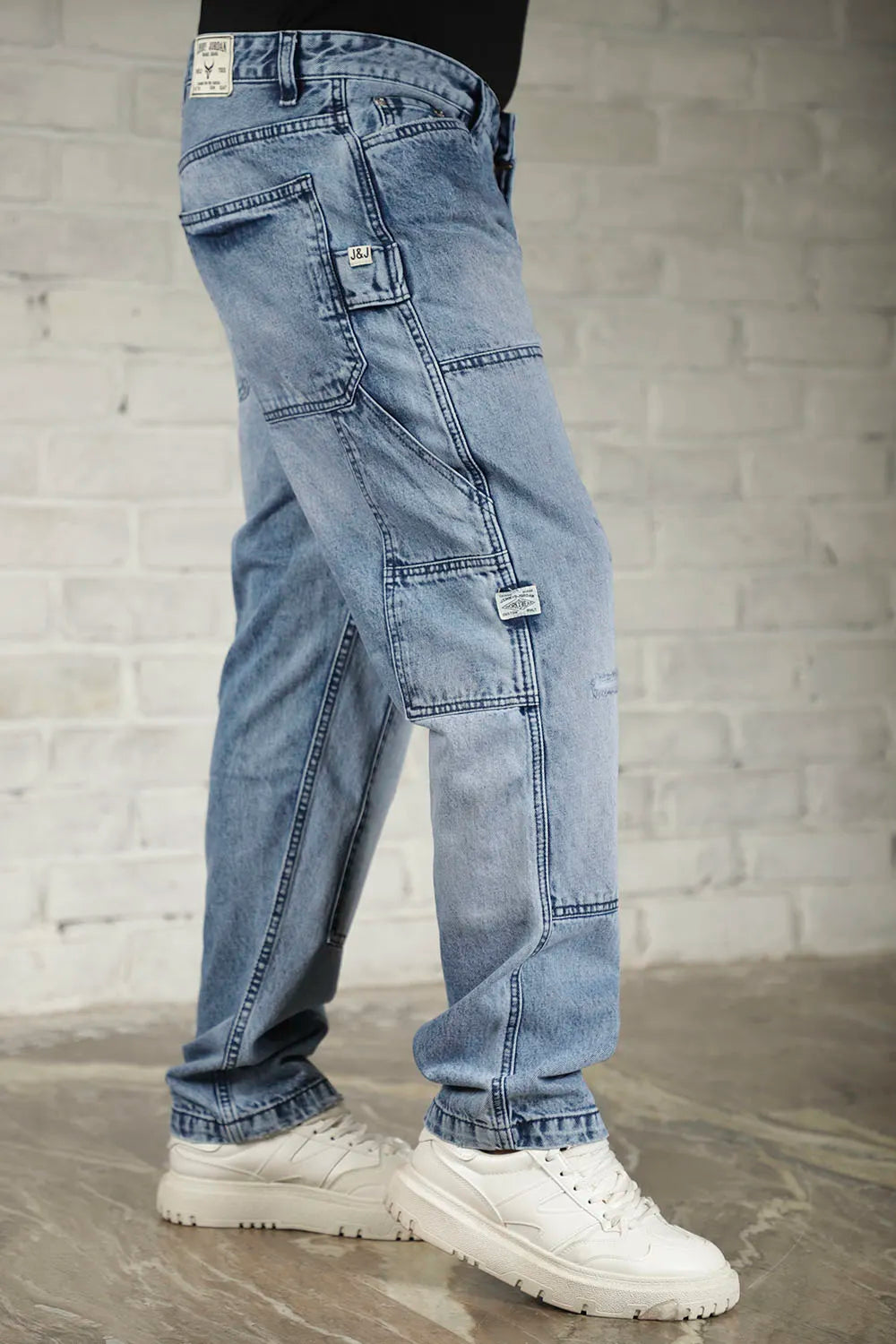 BAGGY FIT JEANS - Mid-blue