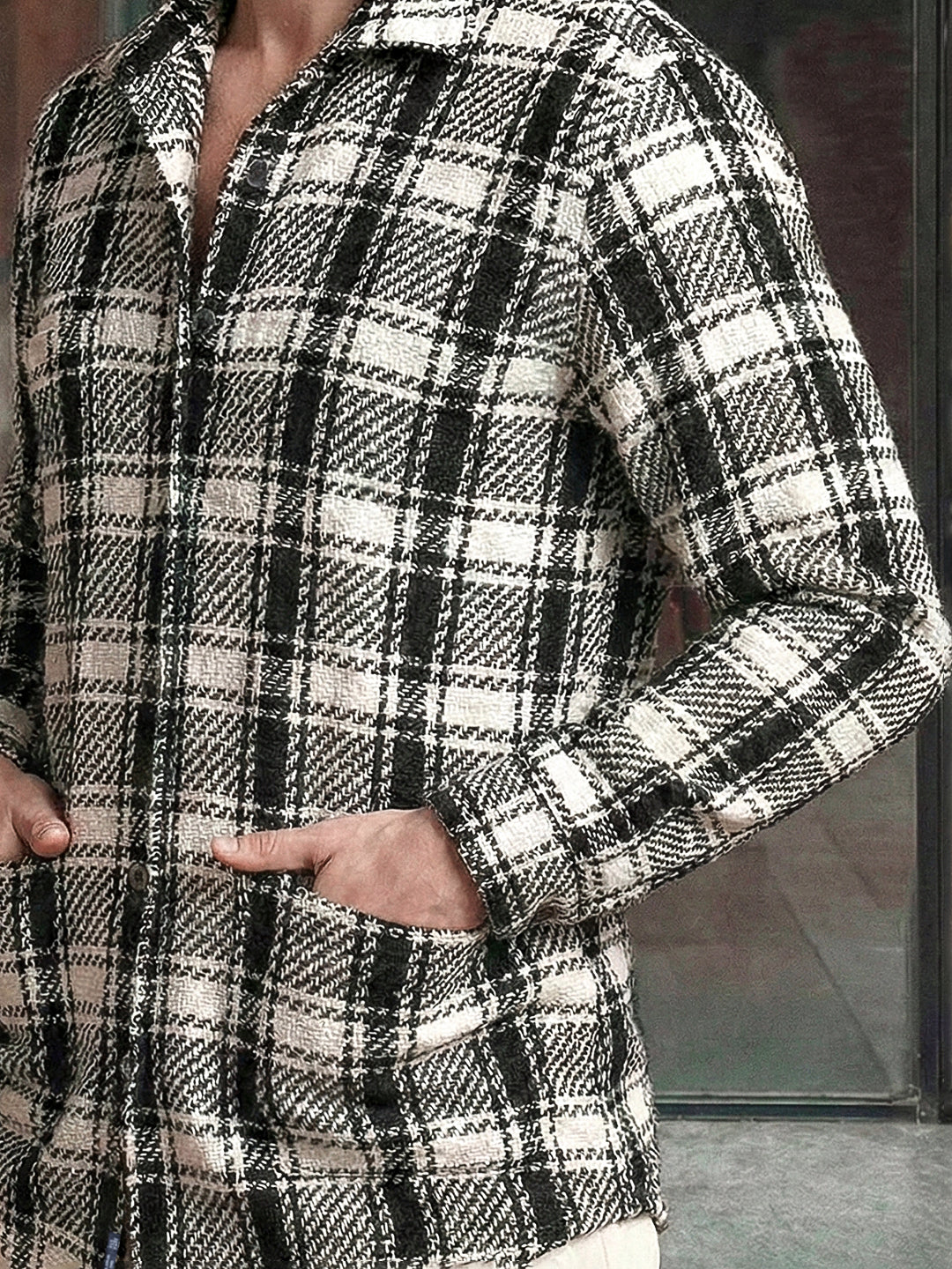 Crosshatch White Check Shacket