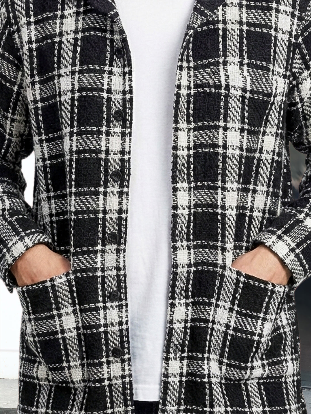 Monochrome Black Check Shacket