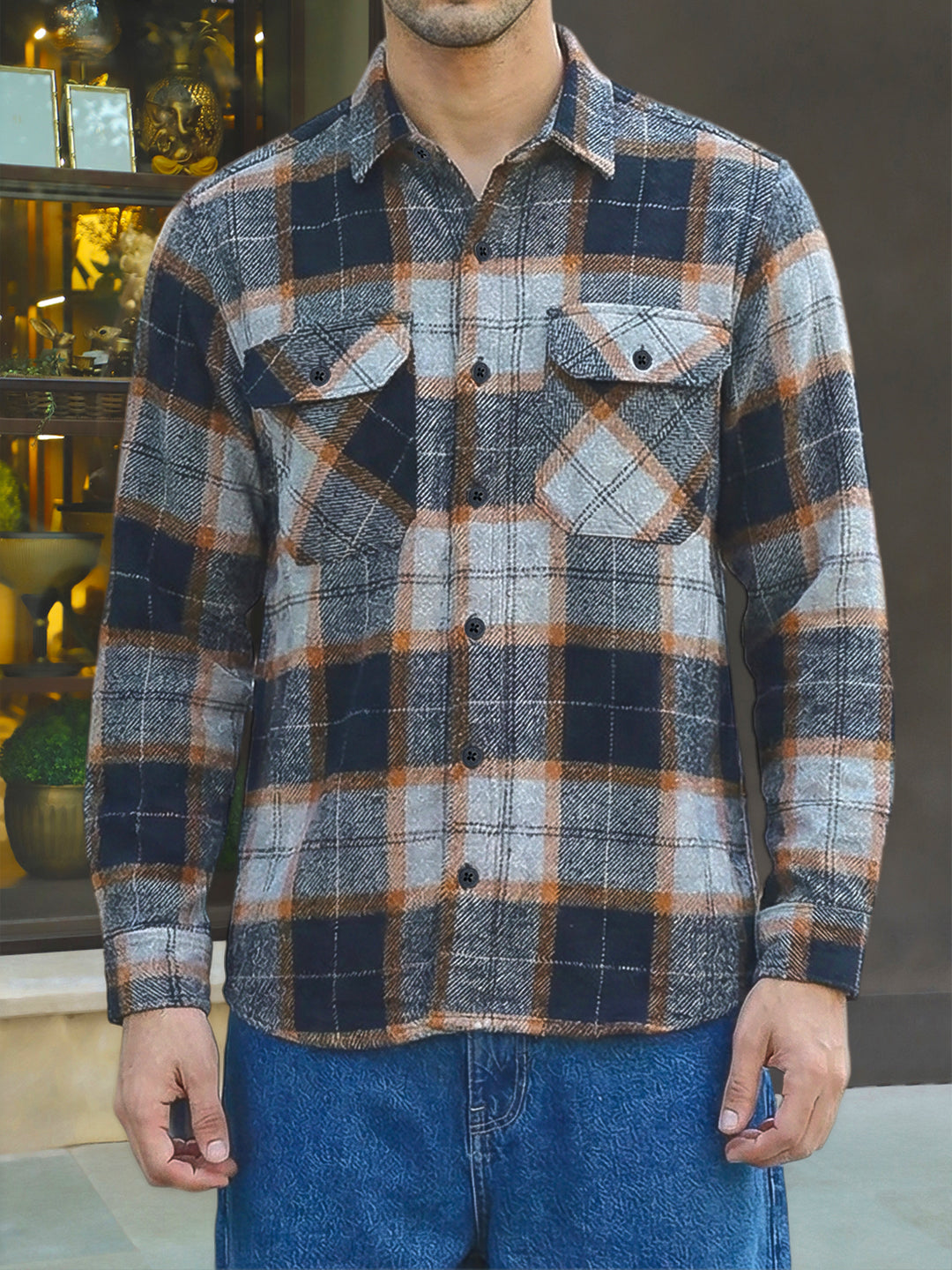 Daytona Dim Orange Check Full Sleeve Shirt