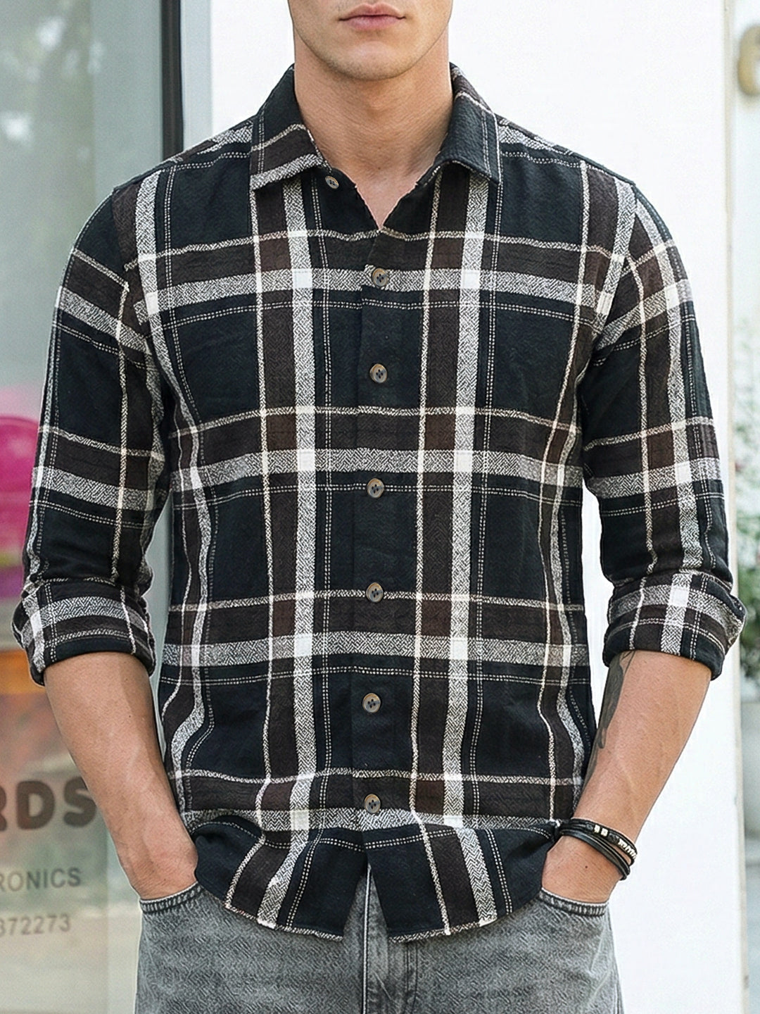 Bloom State Black Check Full Sleeve Shirt