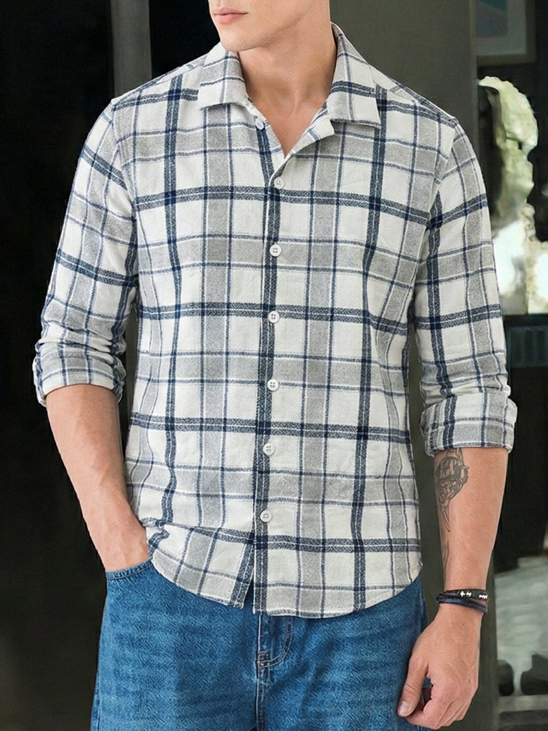 Bloom State White Check Full Sleeve Shirt