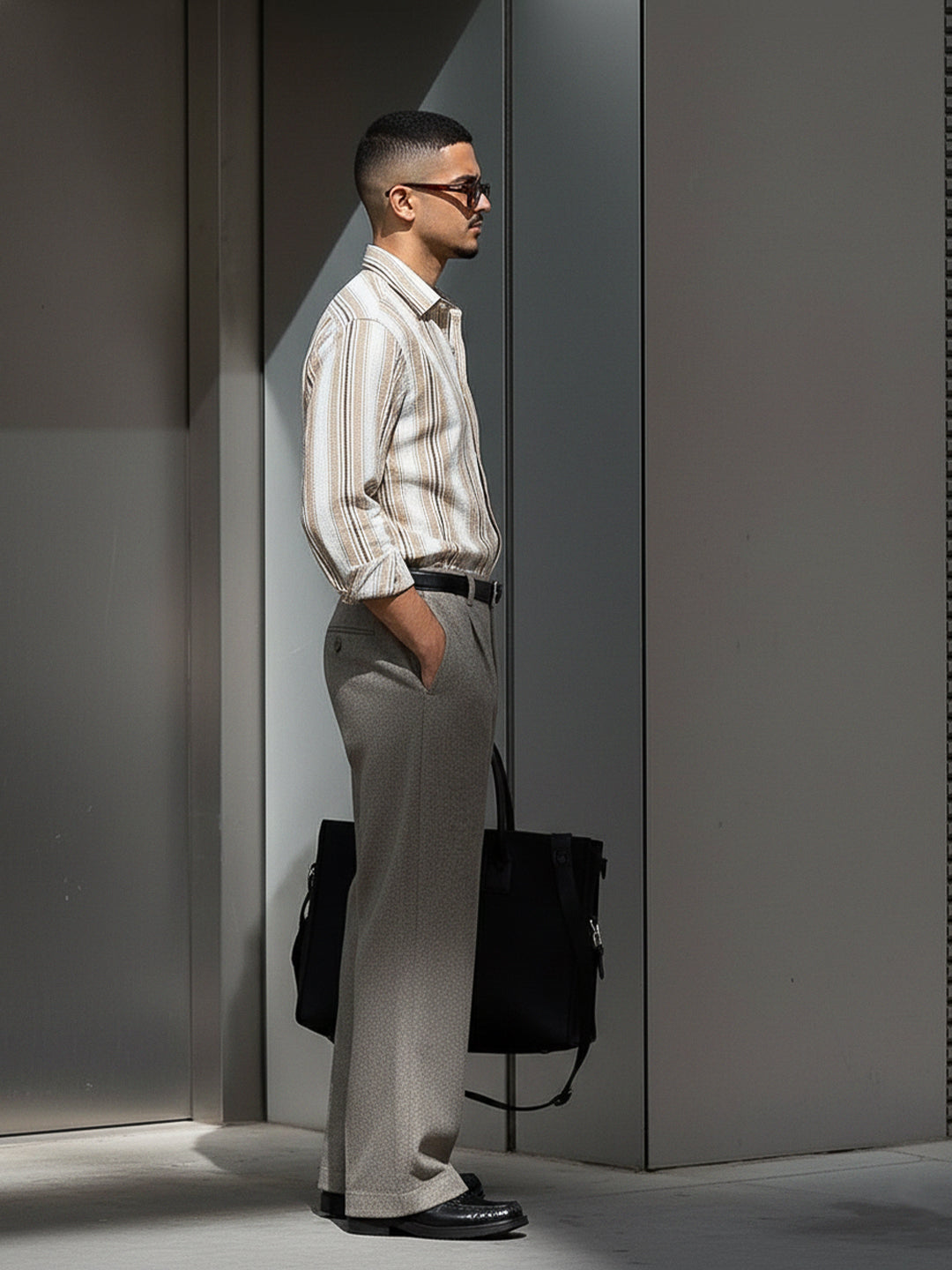 Sable Tone Beige Stripe Full Sleeve Shirt