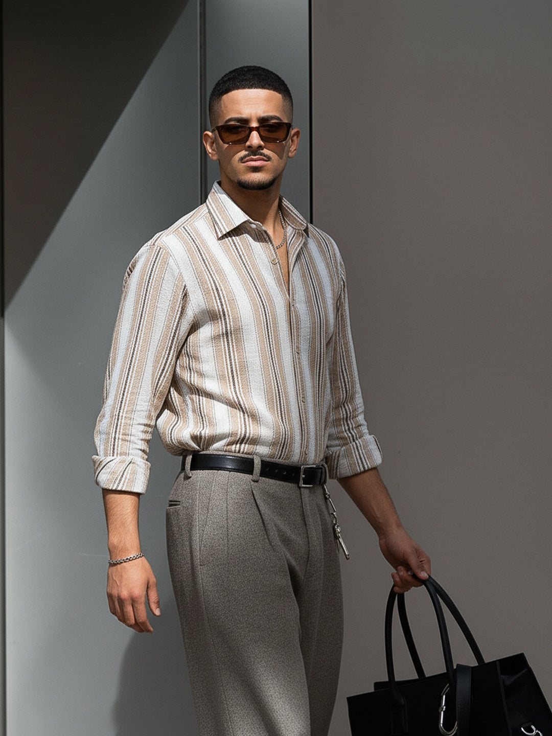 Sable Tone Beige Stripe Full Sleeve Shirt