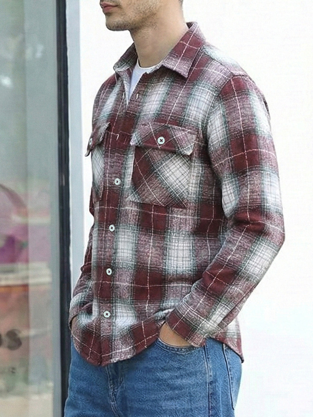 Fabric Theory Maroon Check Full Sleeve Shirt