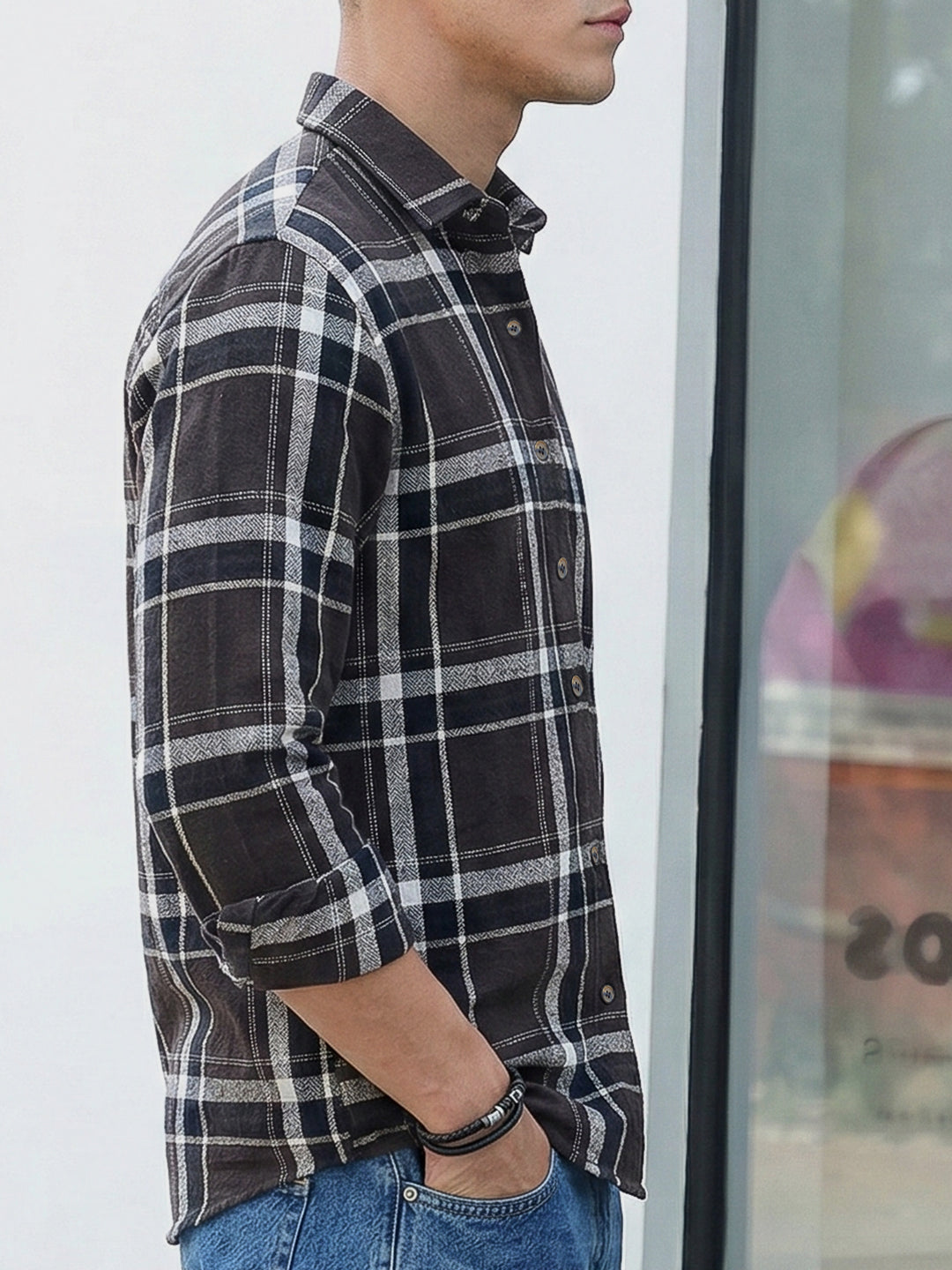 Bloom State Dark Brown Check Full Sleeve Shirt