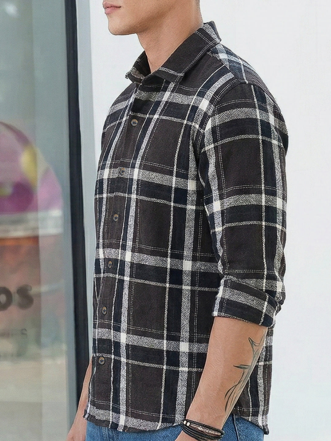 Bloom State Dark Brown Check Full Sleeve Shirt