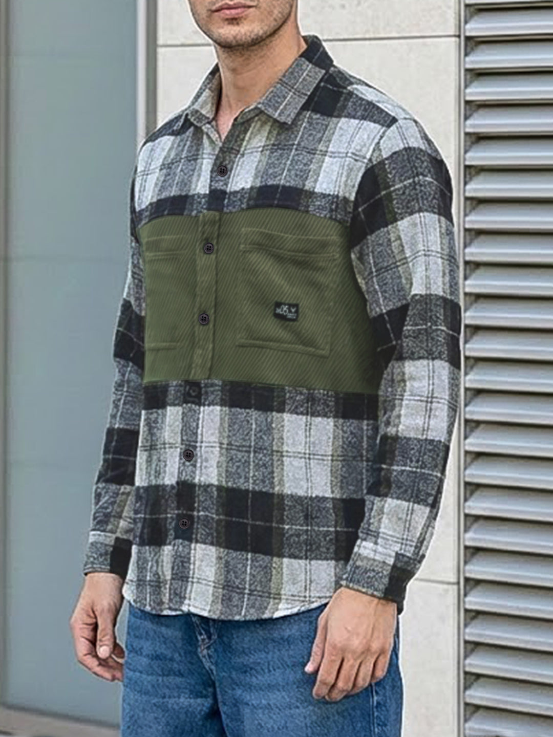 Thunderbird Basil Green Check Full Sleeve Shirt