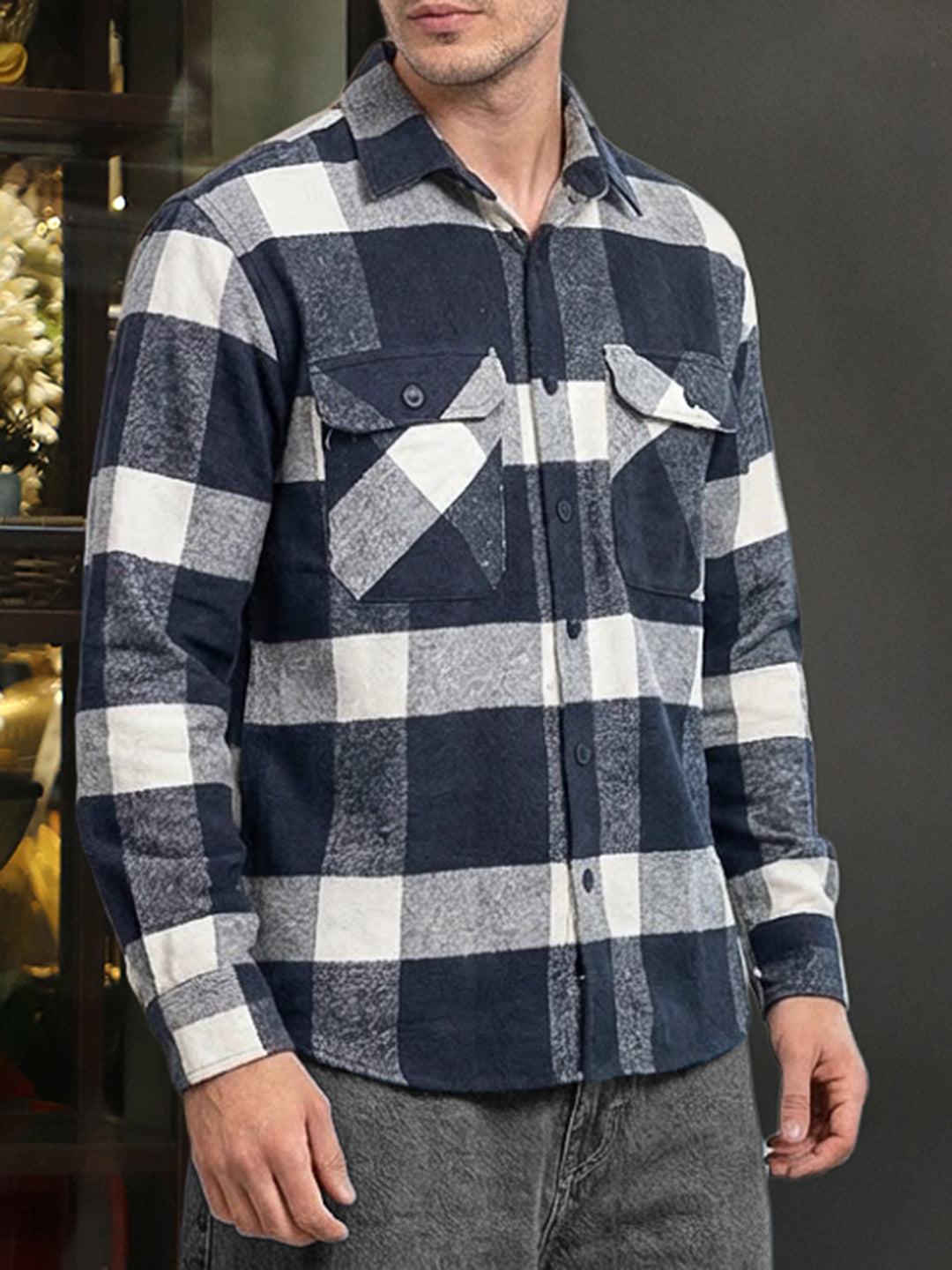 Frame Theory Dark Blue Check Full Sleeve Shirt