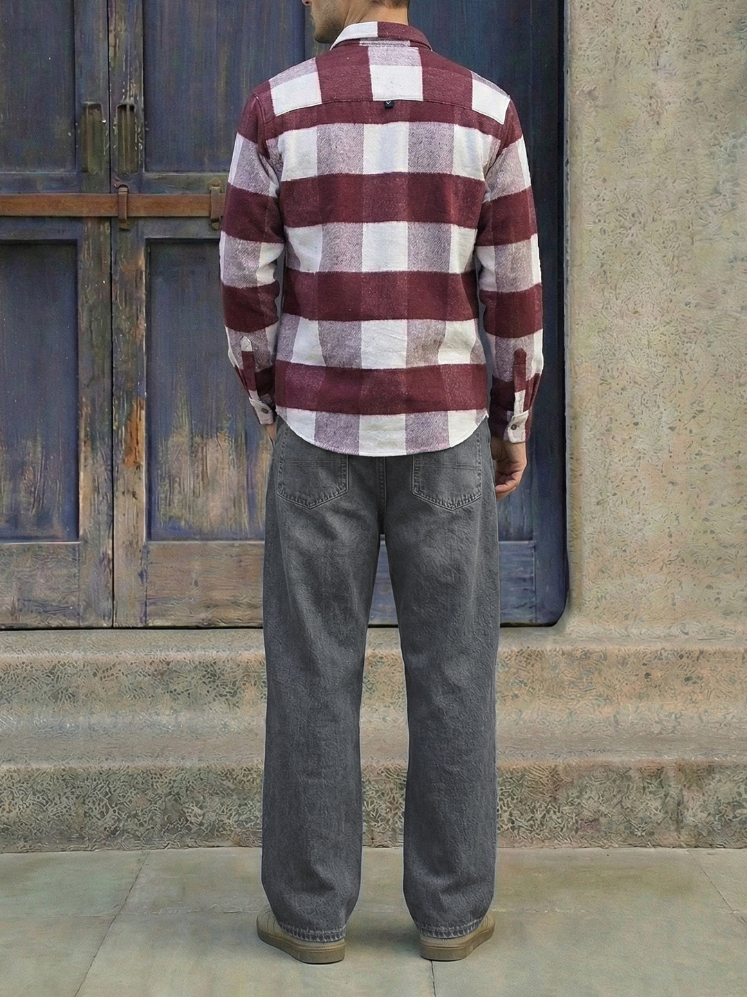 Frame Theory Maroon Check Full Sleeve Shirt