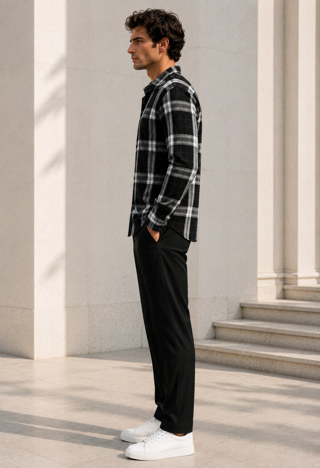 Bloom State Raven Black Check Full Sleeve Shirt