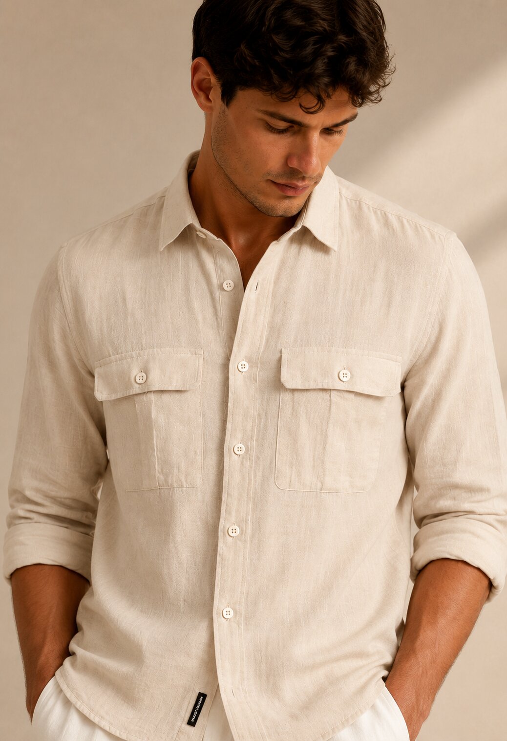 Vero Vibe Lucas Double Clothe Cream Shirt