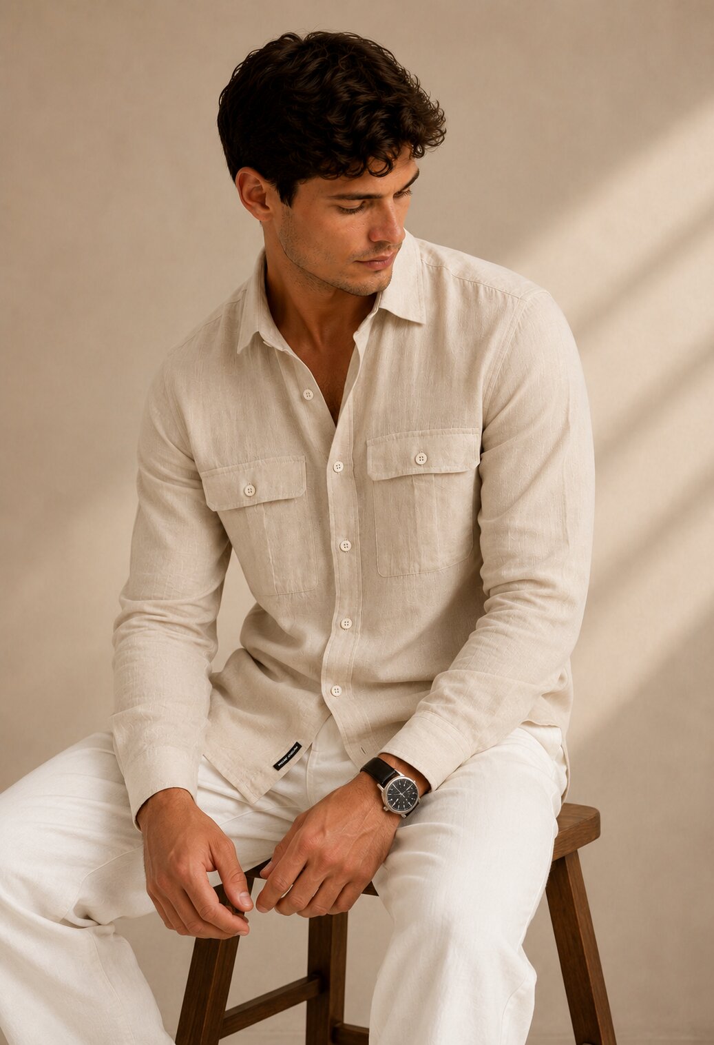 Vero Vibe Lucas Double Clothe Cream Shirt