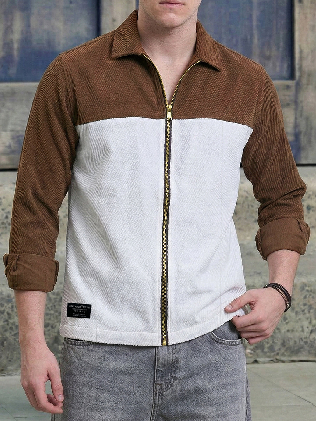 Halo Fade Beige Ribbed Shacket