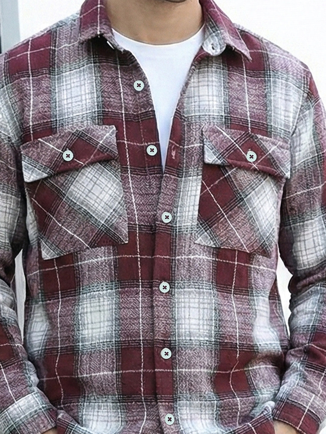 Fabric Theory Maroon Check Full Sleeve Shirt