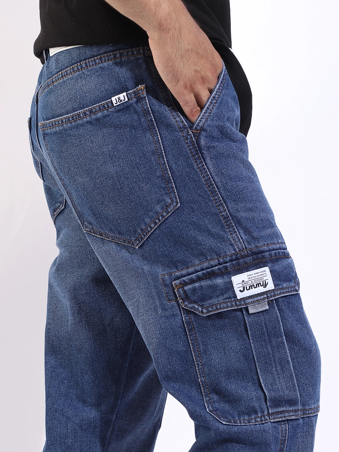 Vireon Blue Baggy Fit Denim Cargo