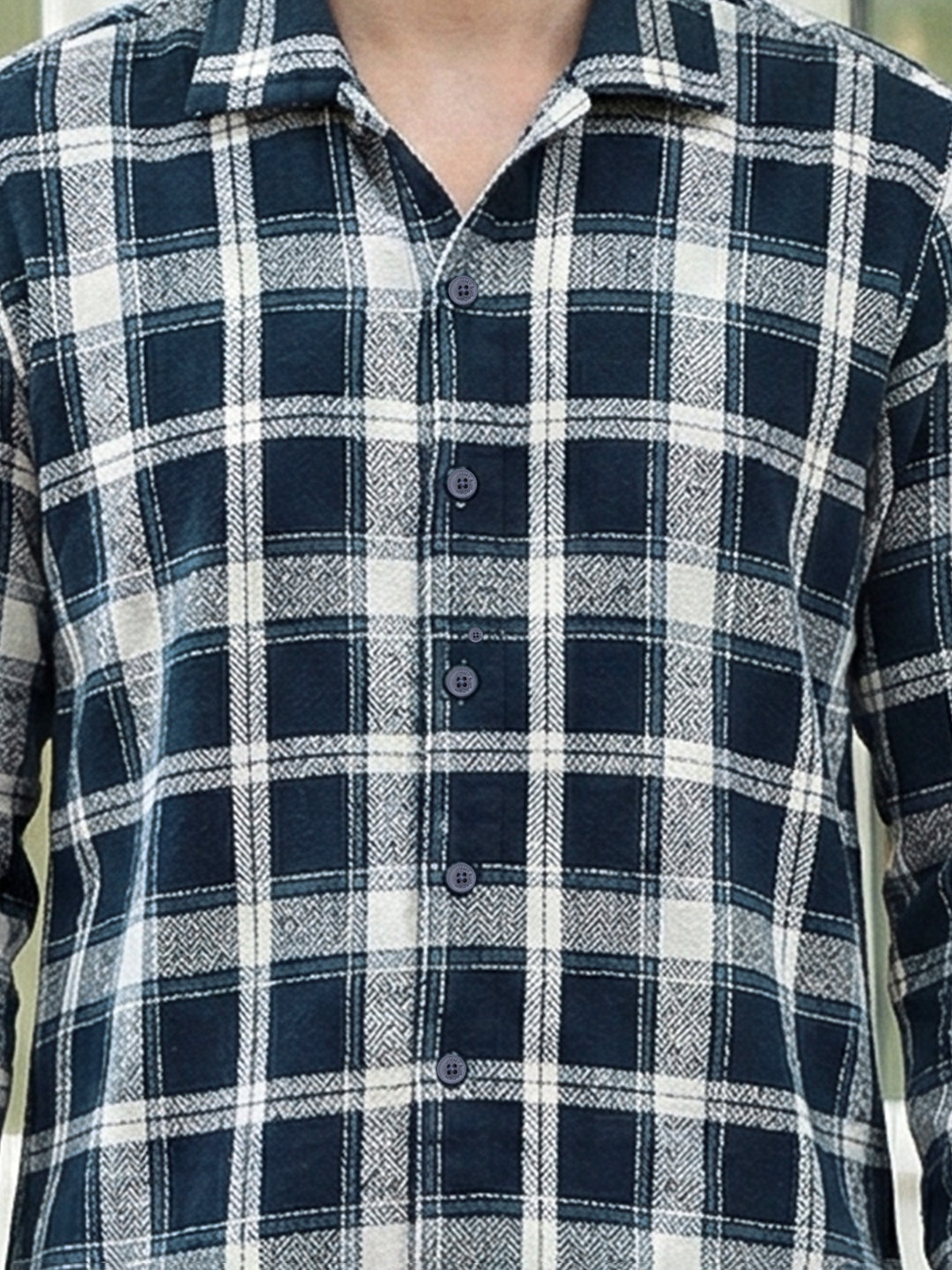 Bloom State Dark Blue Check Full Sleeve Shirt
