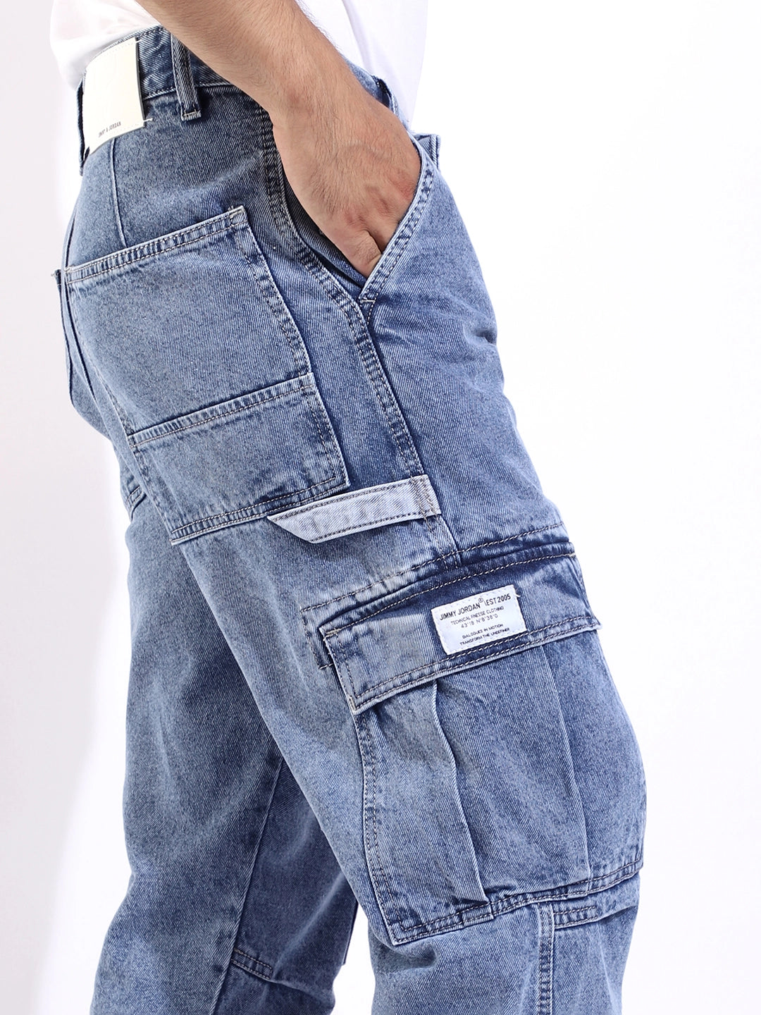 Celshade Sky Blue Baggy Fit Denim Cargo