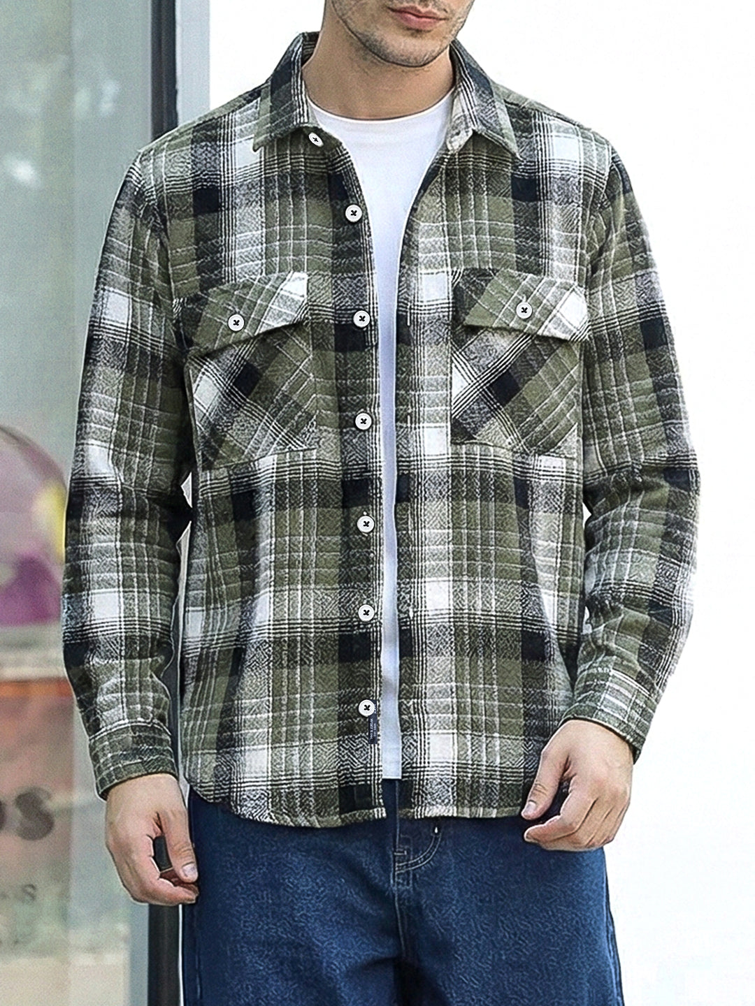 Fabric Theory Olive Check Full Sleeve Shirt
