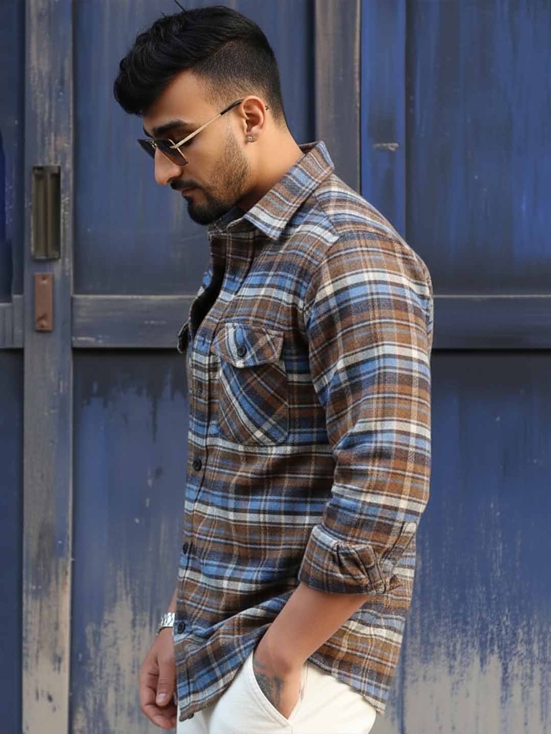 Afterdark Brown Check Full Sleeve Shirt