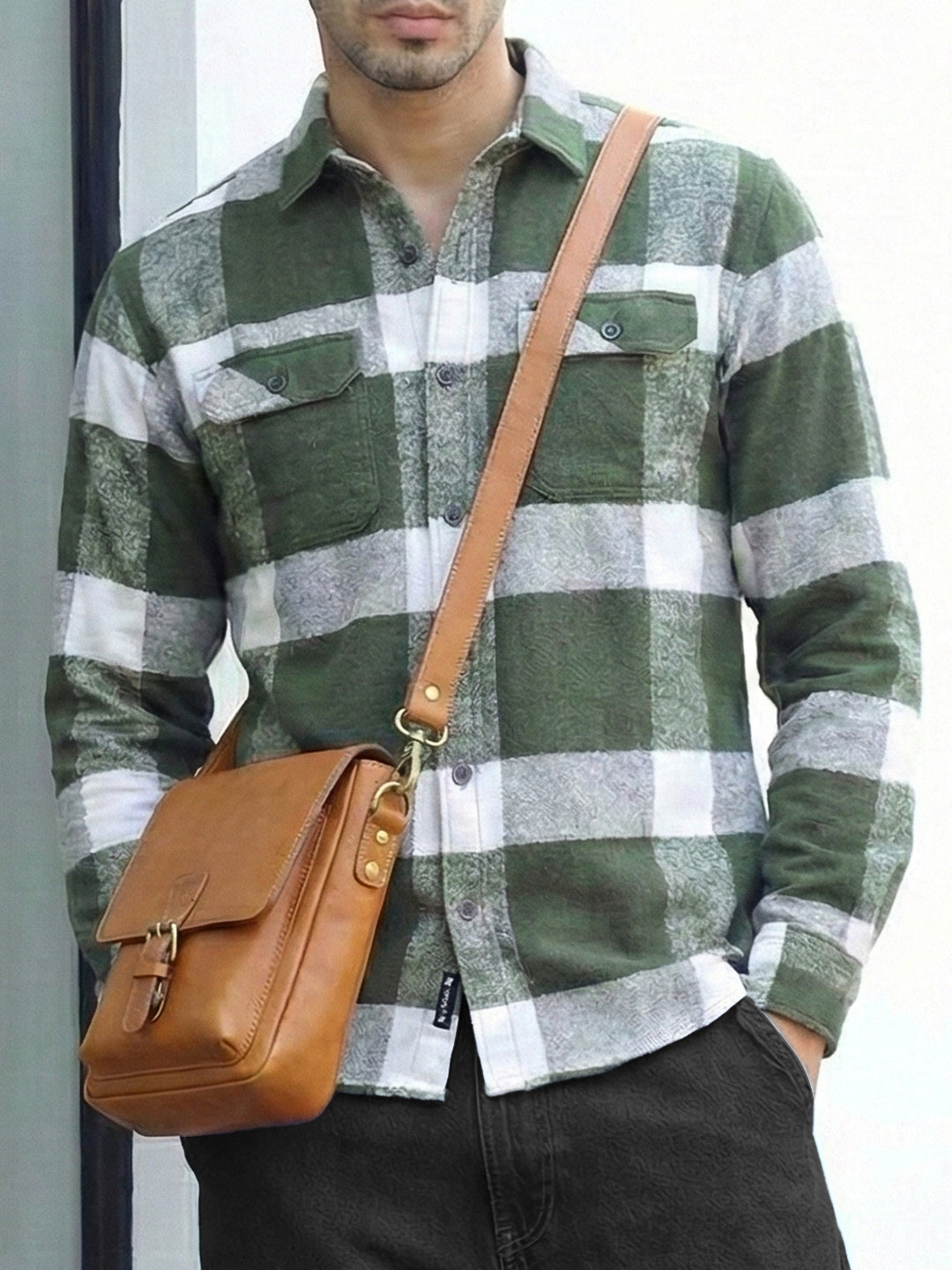 Frame Theory Olive Check Full Sleeve Shirt