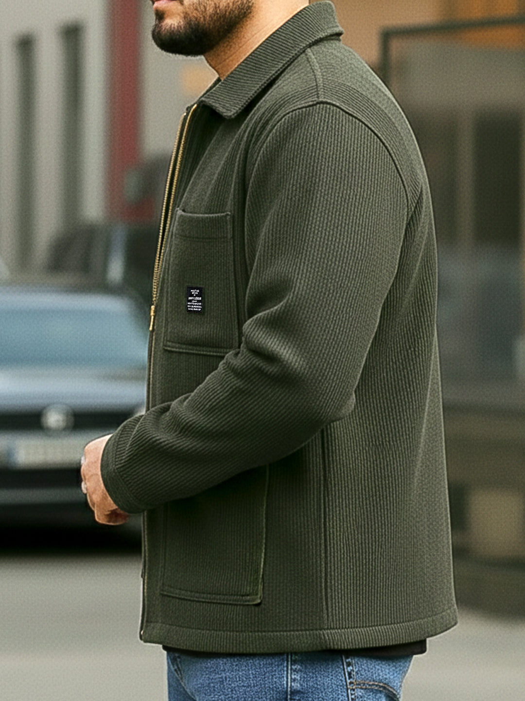 Sandstone Heritage Olive Ribbed Shacket