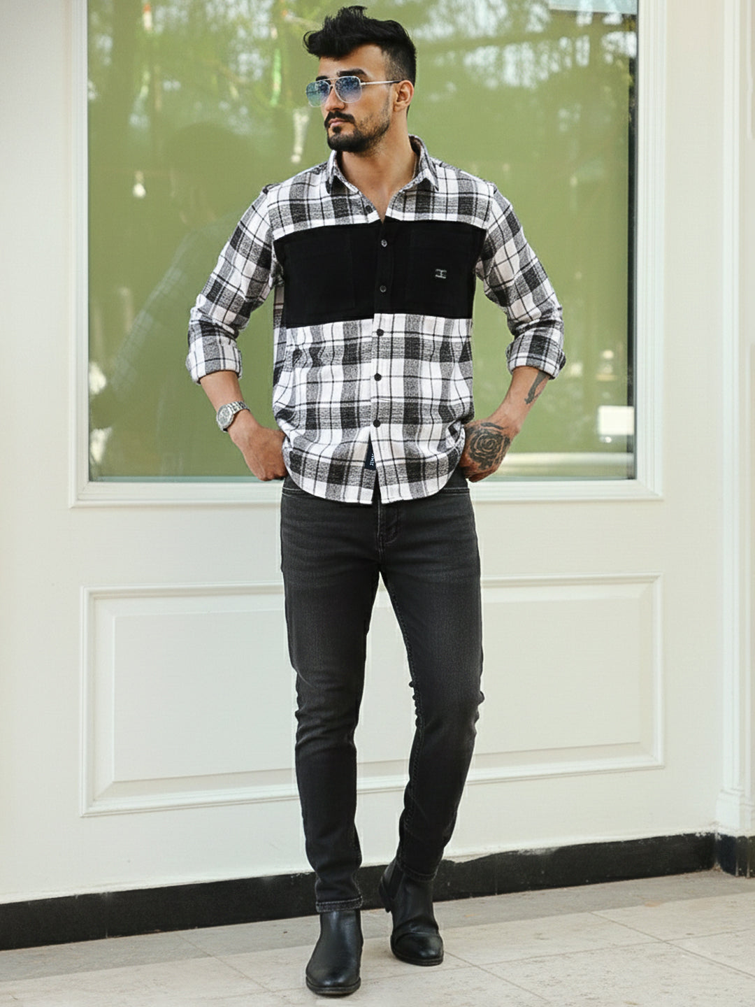 Thunderbird Black Check Full Sleeve Shirt