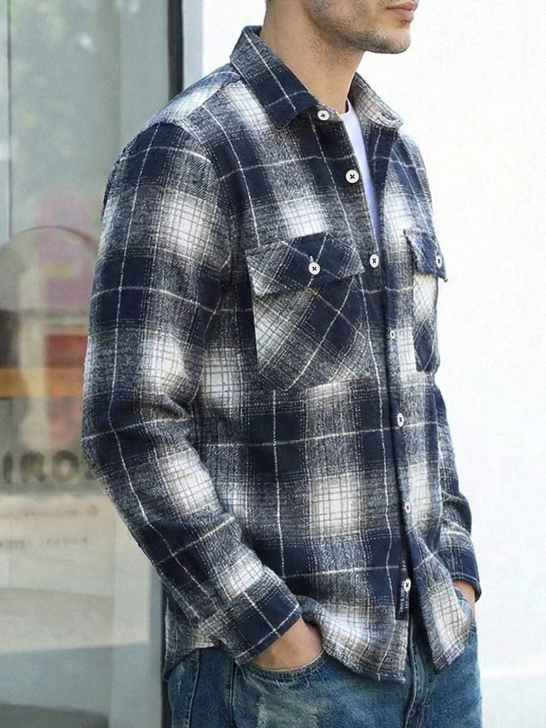 Fabric Theory Navy Check Full Sleeve Shirt