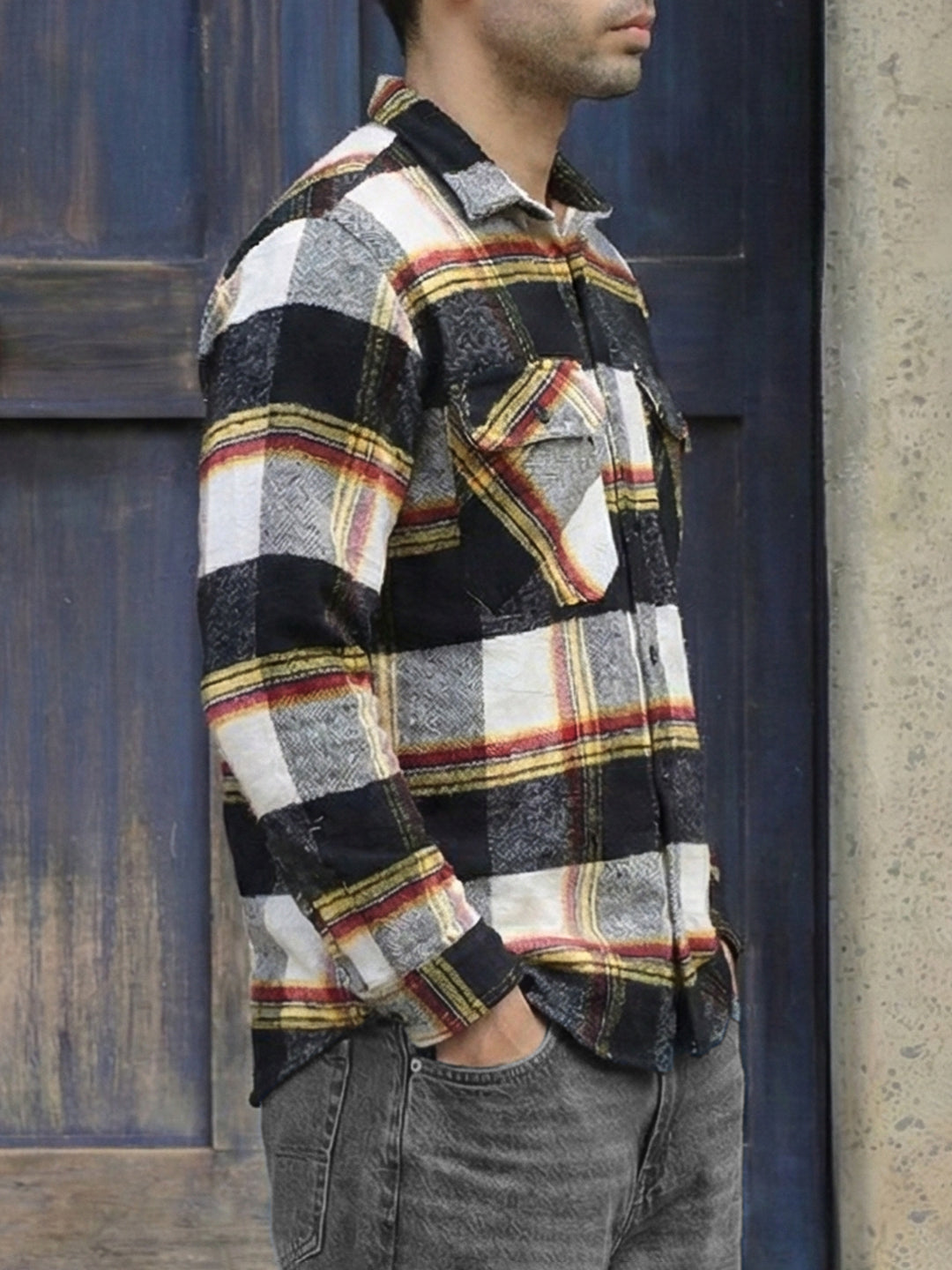 Frame Theory Black Check Full Sleeve Shirt