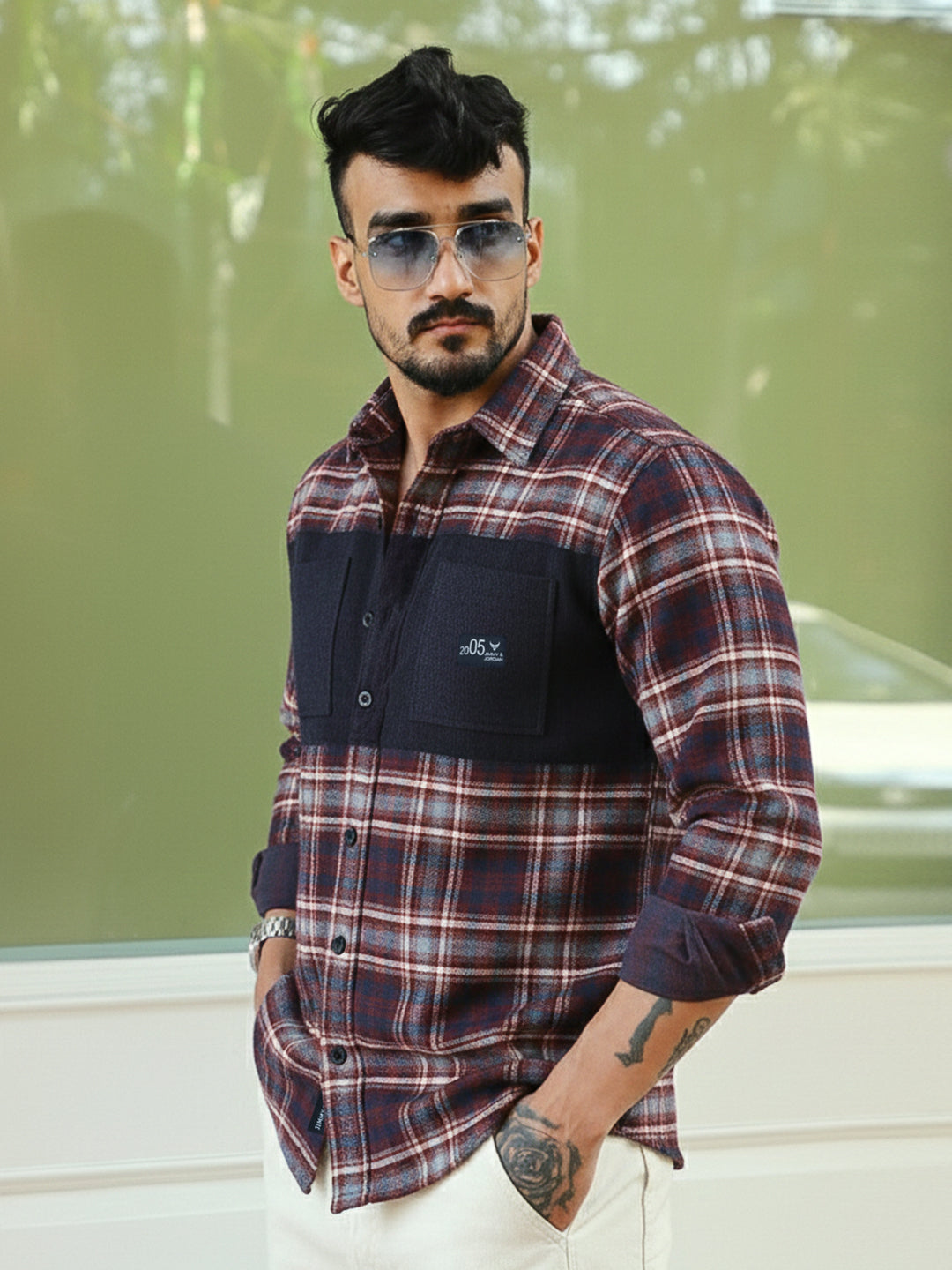Thunderbird Maroon Check Full Sleeve Shirt