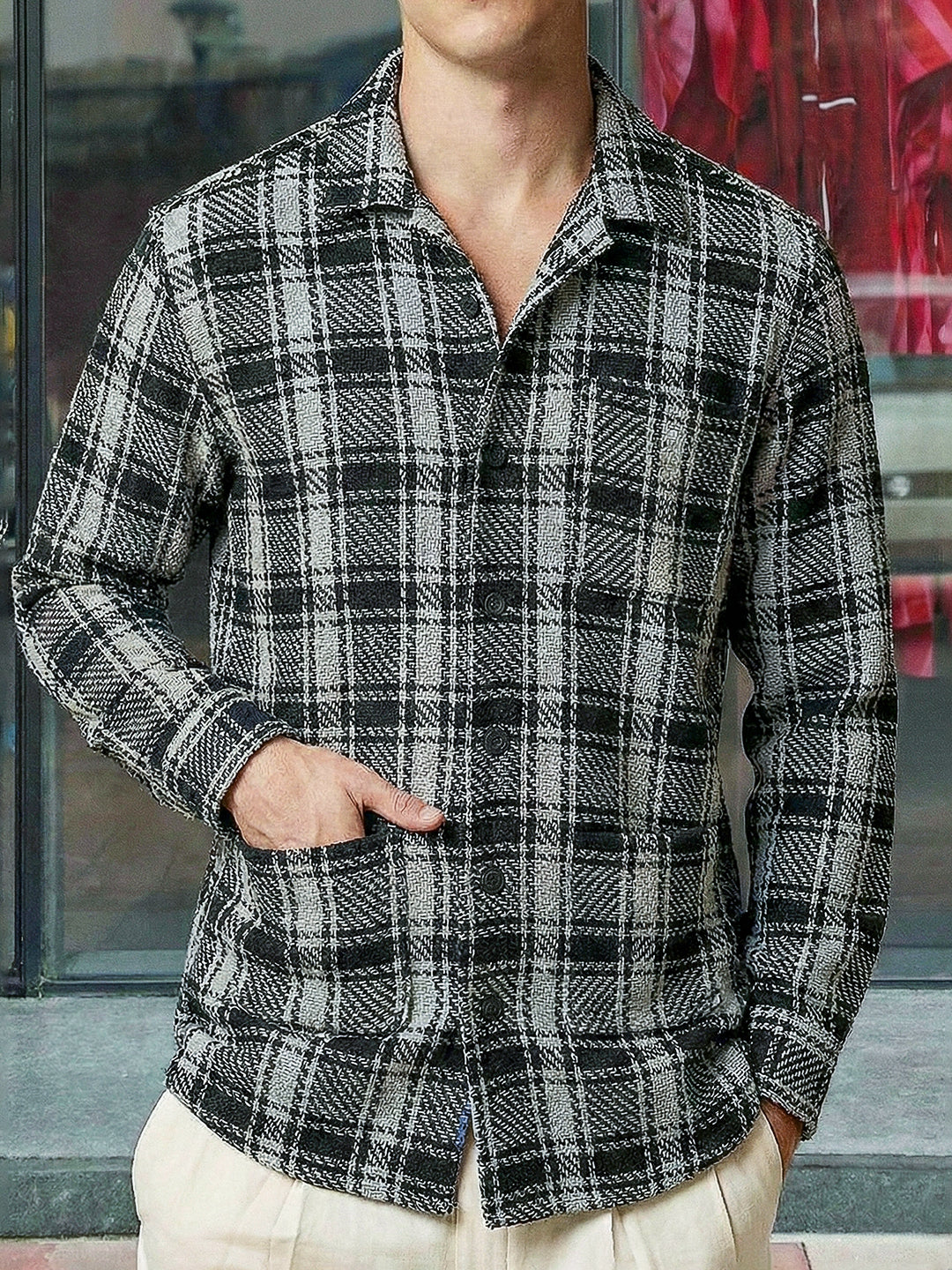 Crosshatch Grey Check Shacket