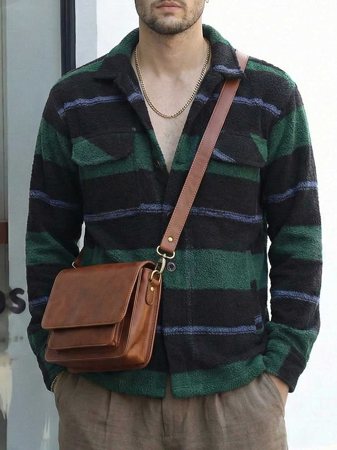 Luxe Lineage Green Pure Wool Towel Knitted Check Shacket