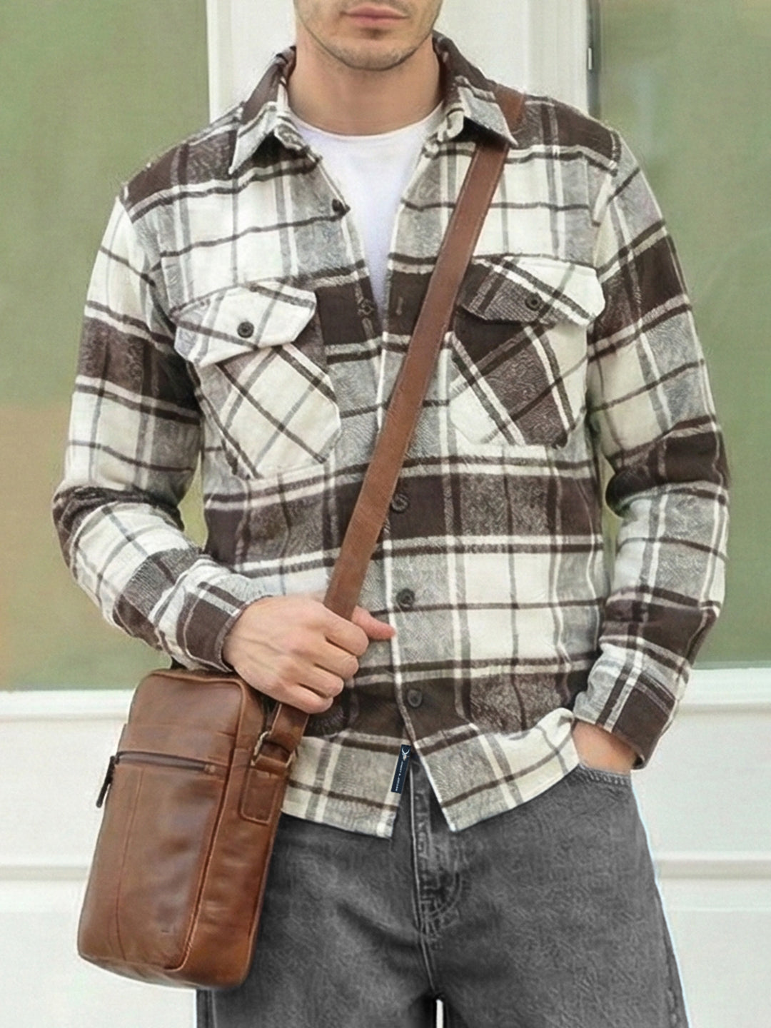 Frame Theory Dark Brown Check Full Sleeve Shirt