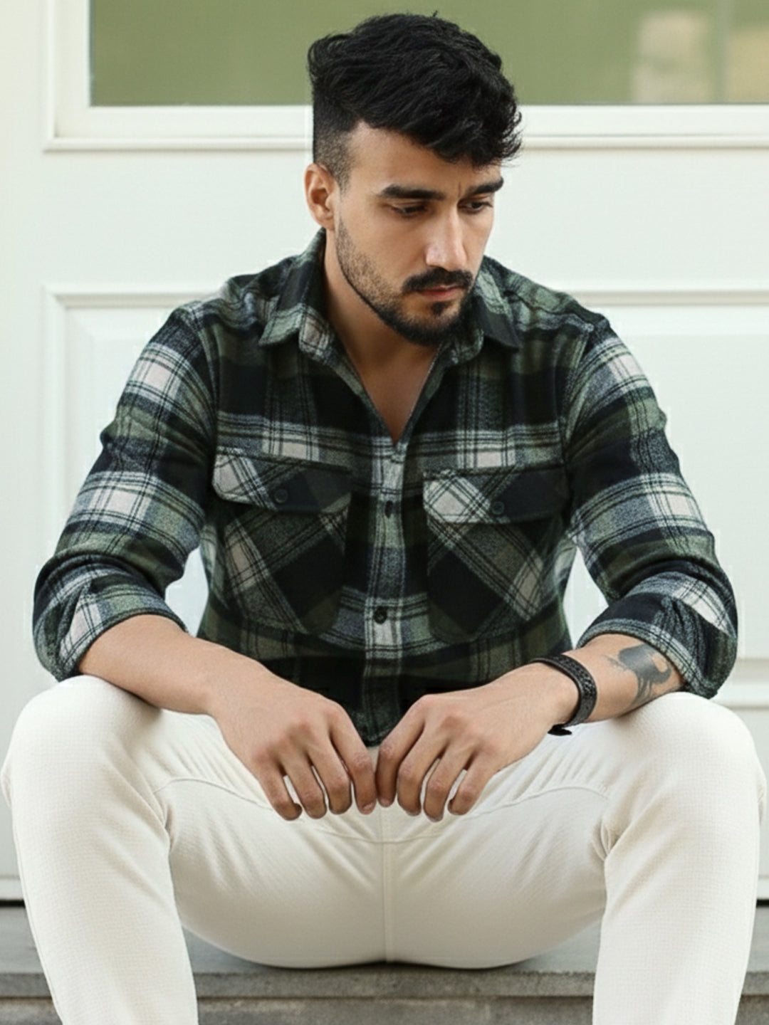 Afterdark Olive Check Full Sleeve Shirt