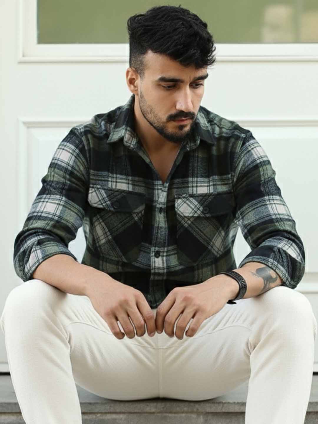 Afterdark Olive Check Full Sleeve Shirt