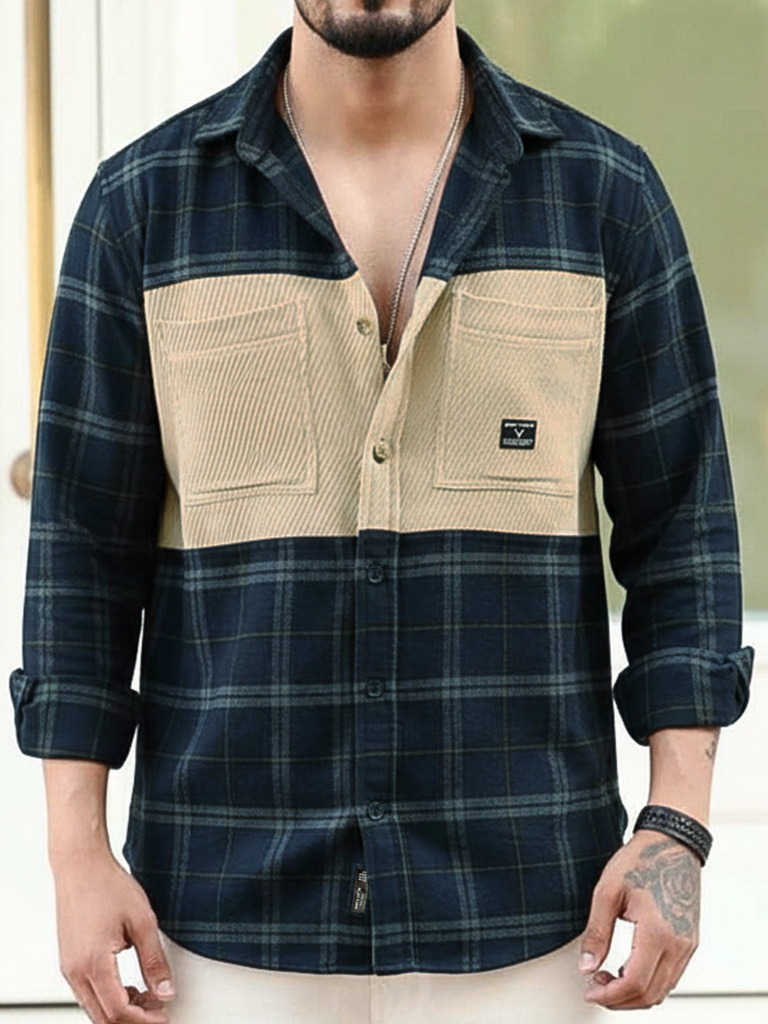 Thunderbird Dark Blue Check Full Sleeve Shirt
