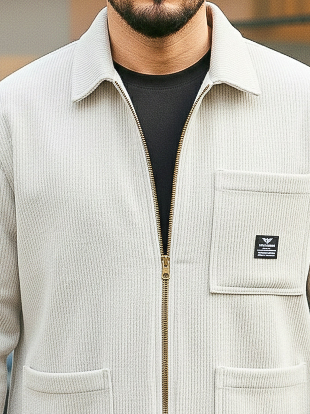 Sandstone Heritage White Ribbed Shacket
