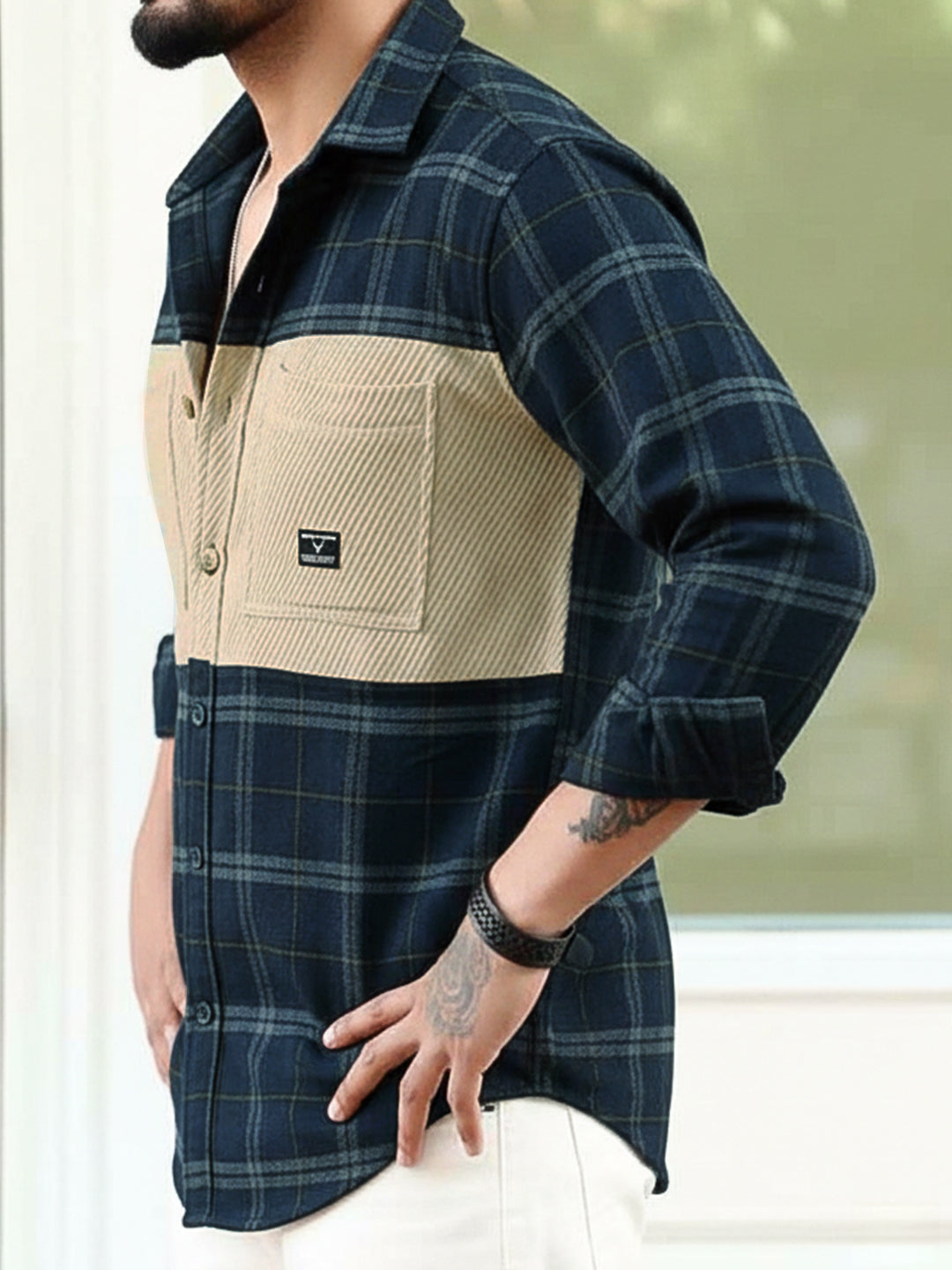 Thunderbird Dark Blue Check Full Sleeve Shirt