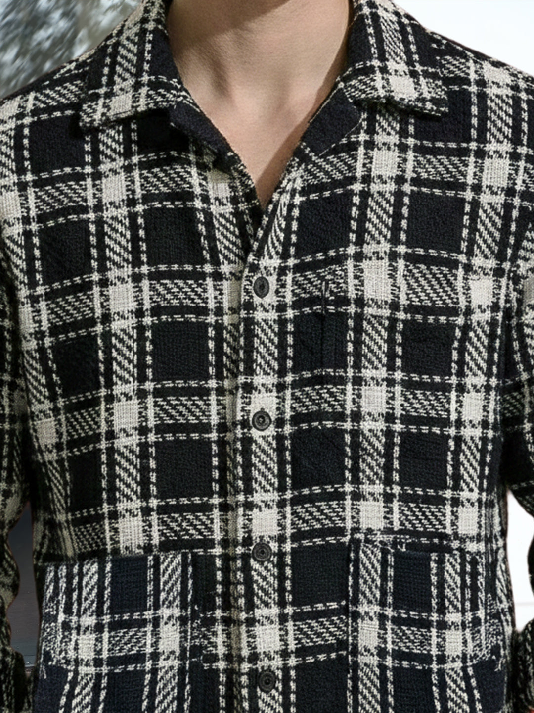 Monochrome Black Check Shacket