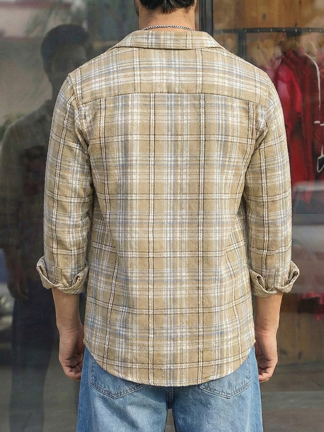 Thunderbird Beige Check Full Sleeve Shirt