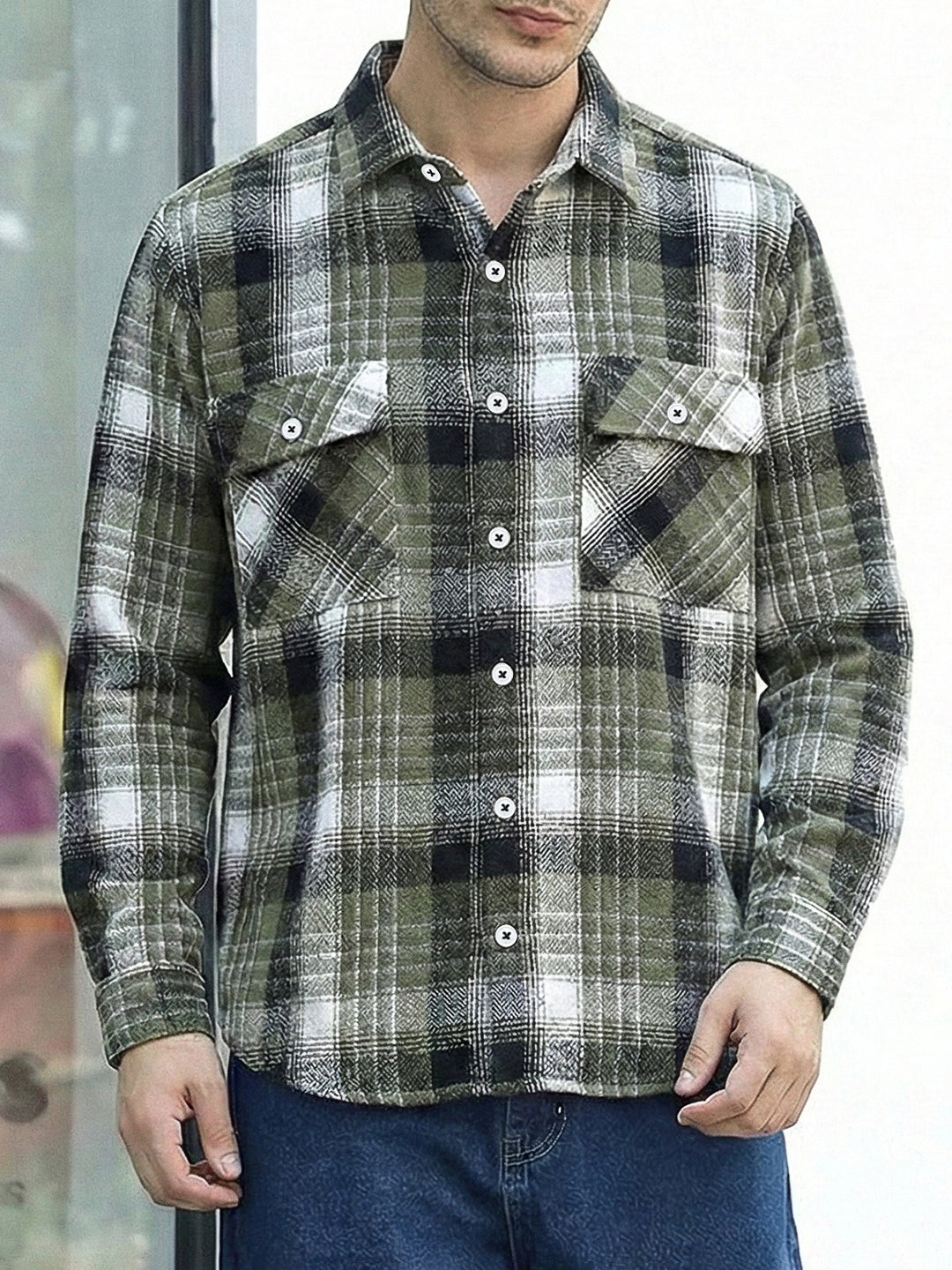 Fabric Theory Olive Check Full Sleeve Shirt