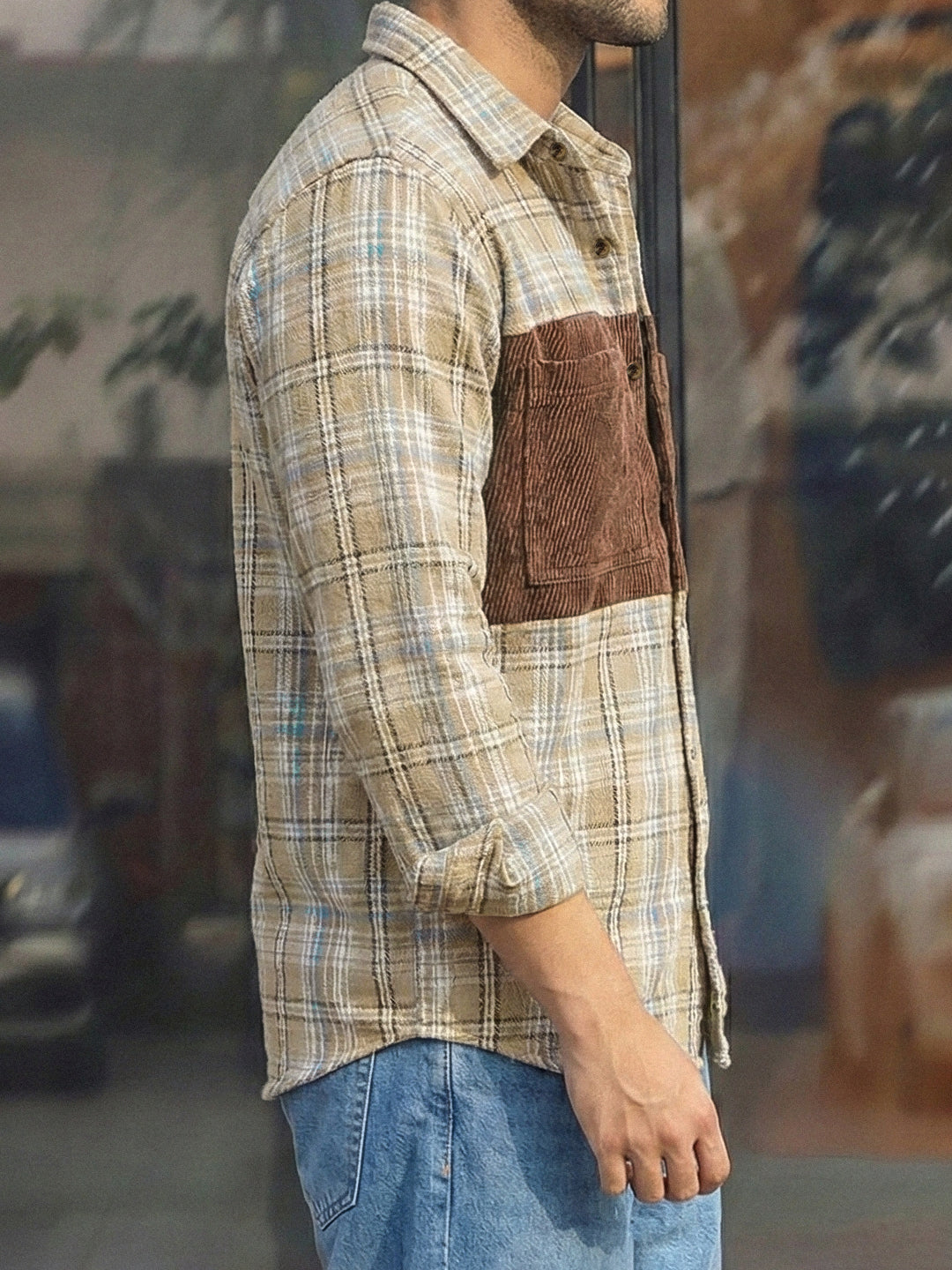 Thunderbird Beige Check Full Sleeve Shirt