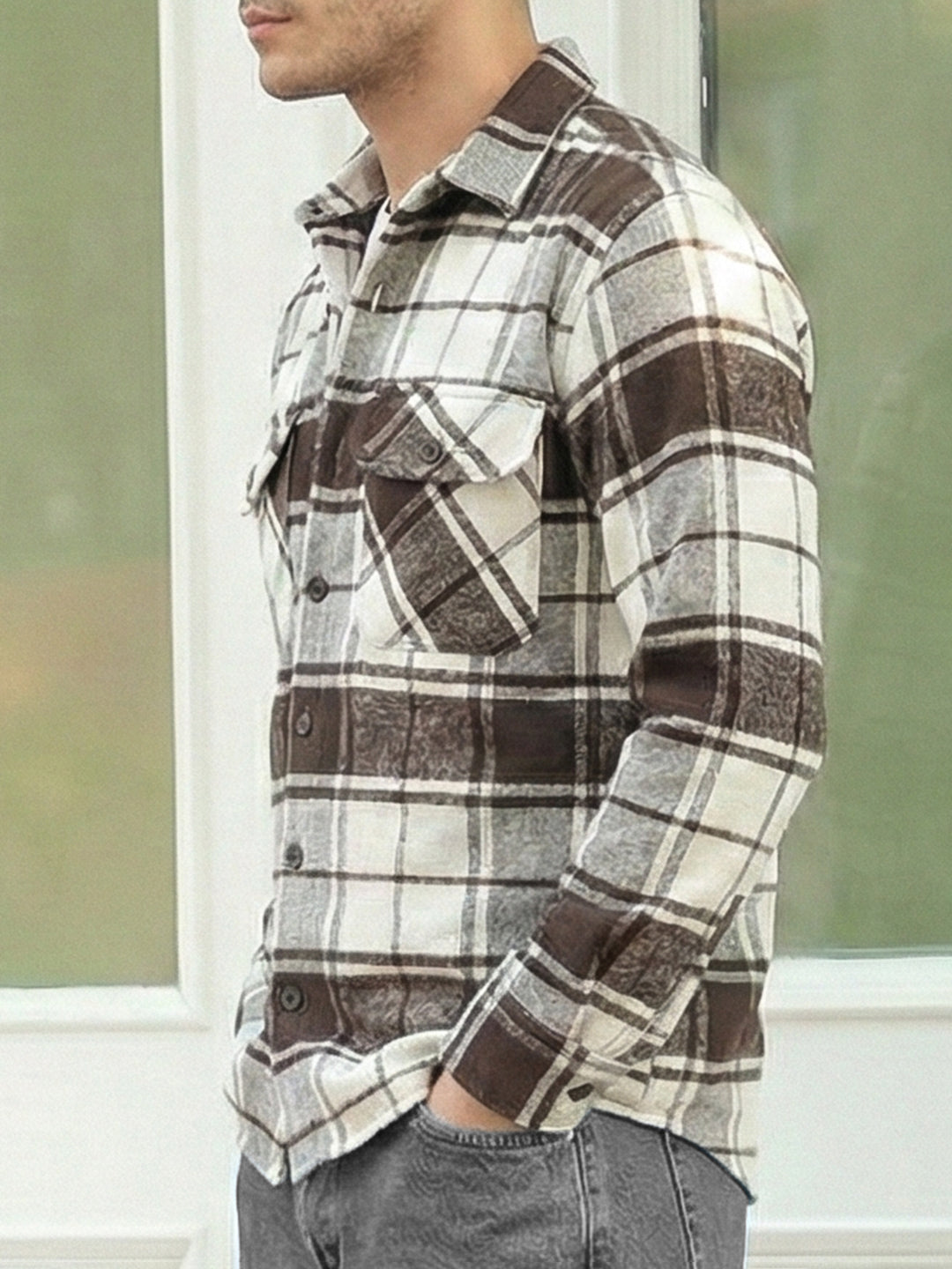 Frame Theory Dark Brown Check Full Sleeve Shirt