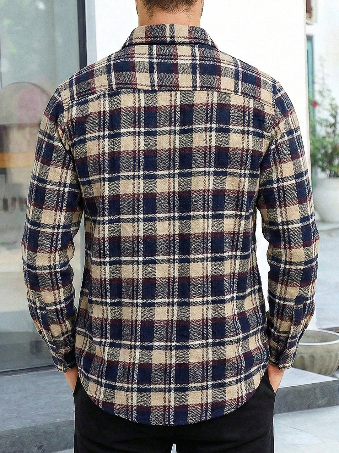 Lowbetween Navy Blue Check Full Sleeve Shirt