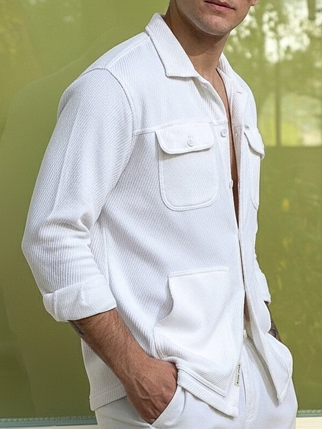 Earthcore Textured White Shacket