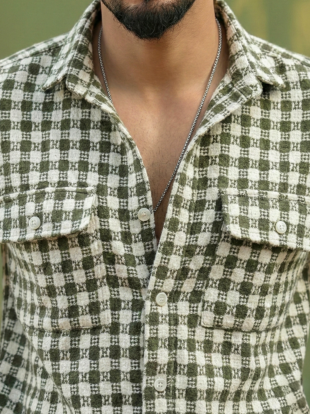 Polar Classic Olive Green Check Full Sleeve Shirt
