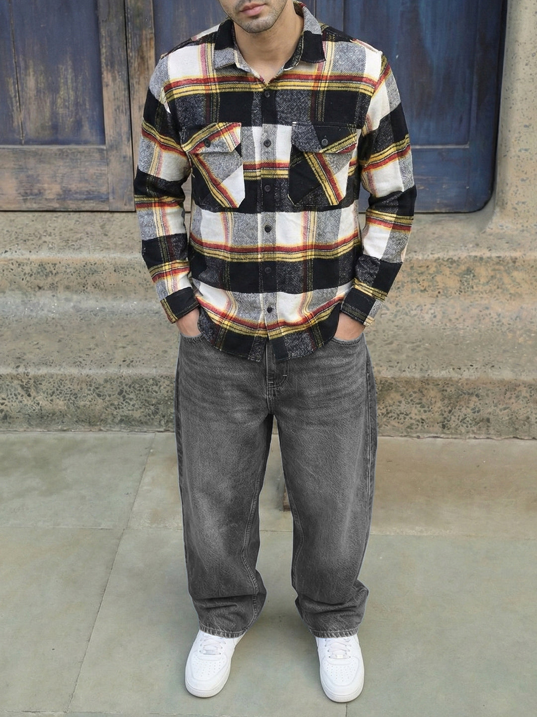 Frame Theory Black Check Full Sleeve Shirt