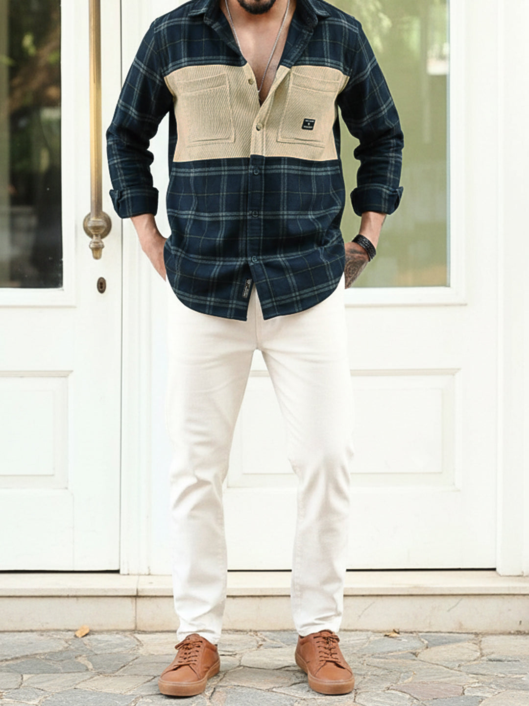 Thunderbird Dark Blue Check Full Sleeve Shirt