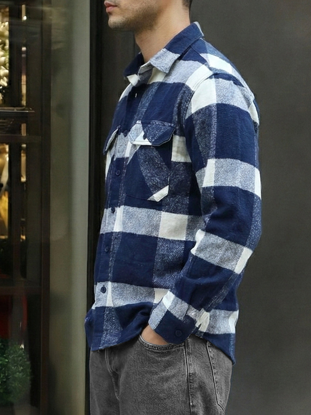 Frame Theory Dark Blue Check Full Sleeve Shirt
