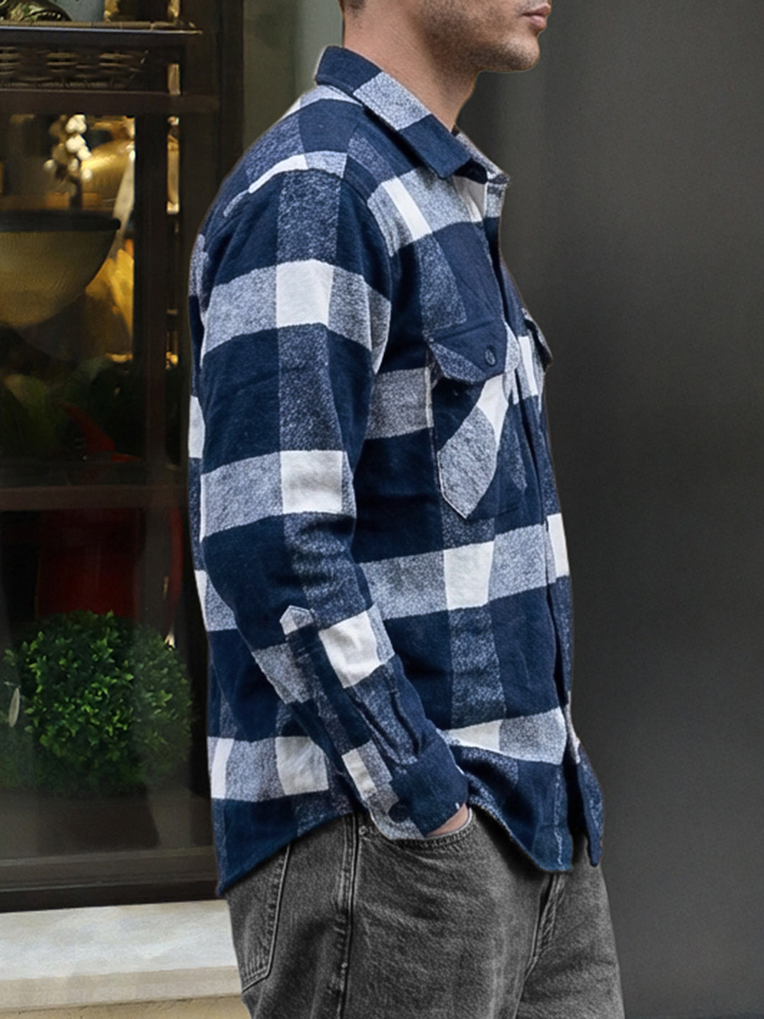 Frame Theory Dark Blue Check Full Sleeve Shirt